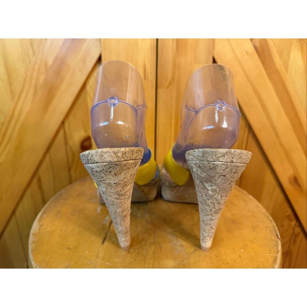 Gianni Bini yellow cork heels slide sandals size 10M - Picture 4 of 9